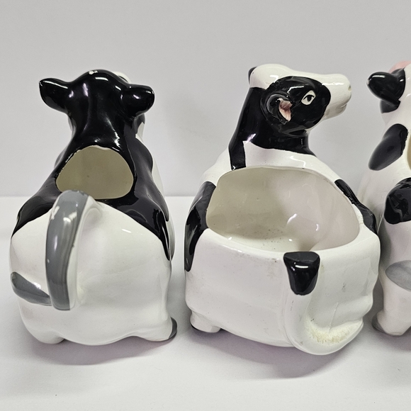 Ceramic Black And White Cow | Sugar Packet Holder And 2 Creamer Set - Picture 13 of 14